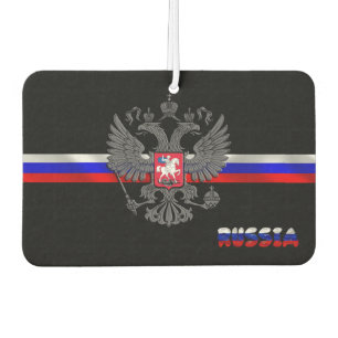 Russian flag-coat of arms car air freshener
