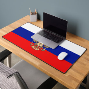 Russian flag-coat of arms desk mat