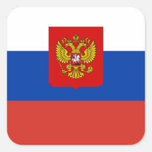 Russian Flag & Coat of Arms, Flag of Russia Square Sticker