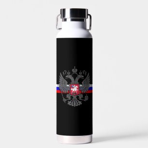 Russian flag-coat of arms water bottle