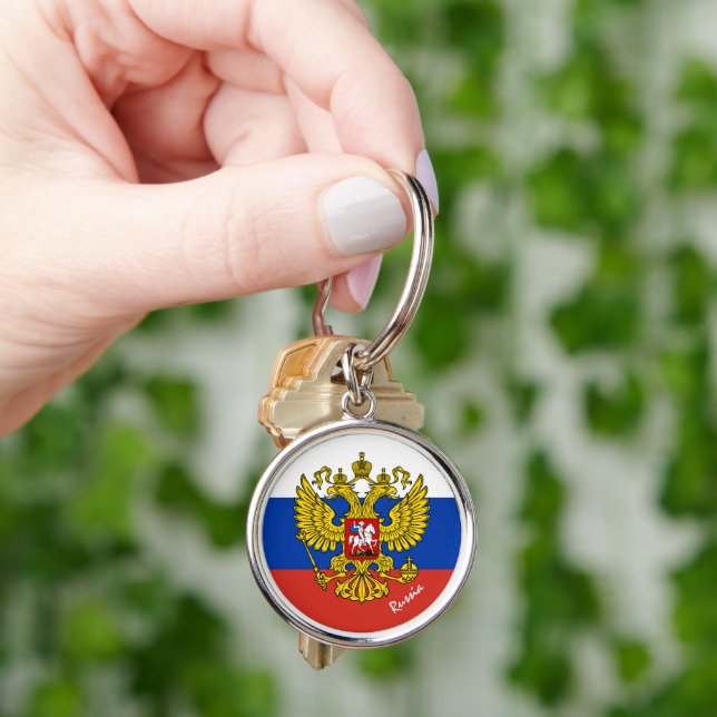 Russian flag, emblem & Russia holiday /sports  Key Ring (Hand)