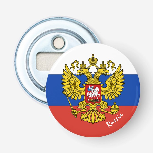 Russian Flag, Emblem & Russia party drinks /sports Bottle Opener (Front)