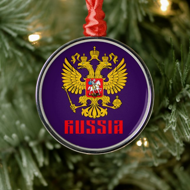 Russian Flag Imperial Eagle Russian Orthodox Metal Ornament (Tree)