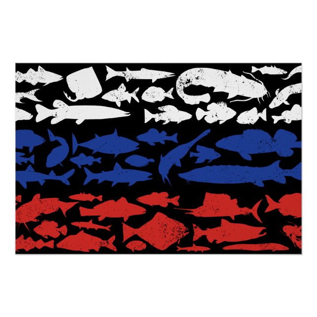 Russian Flag Made of Fish – Fishing Design for Ang Poster (Front)