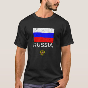 Russian Flag T Shirt with National Emblem Russia D