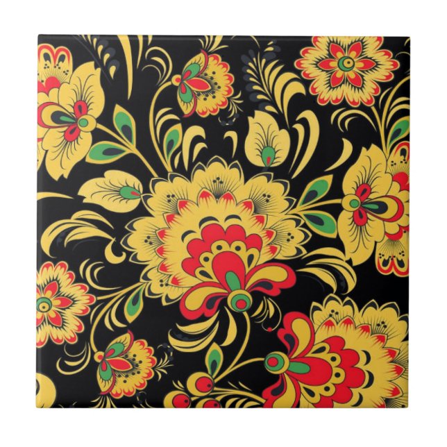 RUSSIAN FOLK ART CERAMIC TILE (Front)