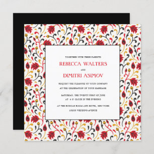 Russian Folk Art Khokhloma Foliage Wedding Invita Invitation