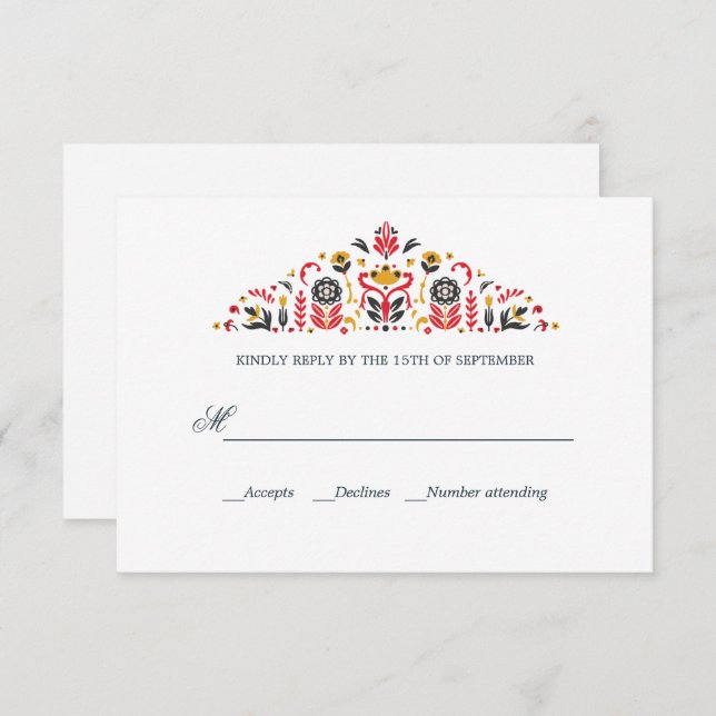 Russian Folk Art Khokhloma Formal WEDDING RSVP (Front/Back)