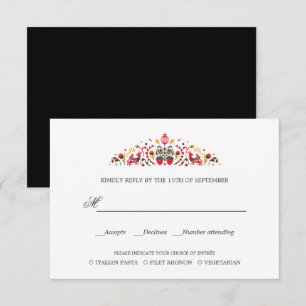 Russian Folk Art  WEDDING RSVP MEAL CHOICE Card
