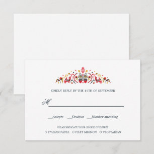 Russian Folk Art WEDDING RSVP MEAL CHOICE Card