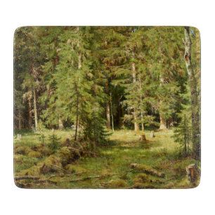 Russian Forest (Rustic Landscape) (Green Woods) Cutting Board