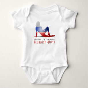 Russian Girl Silhouette Flag Baby Bodysuit