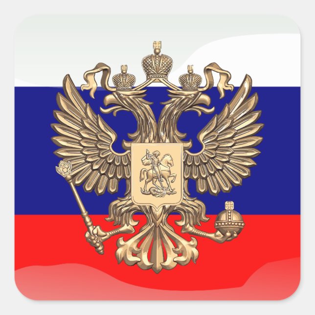 Russian glossy flag square sticker (Front)