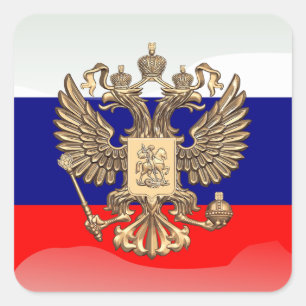 Russian glossy flag square sticker