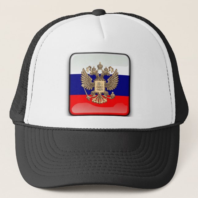Russian glossy flag trucker hat (Front)