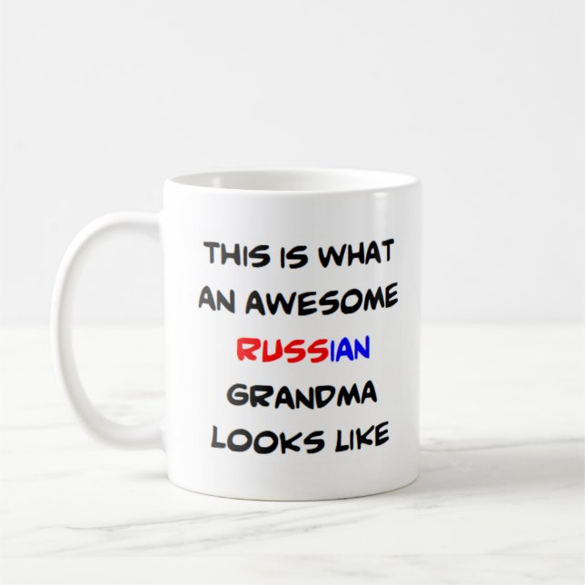 russian grandma, awesome coffee mug (Left)