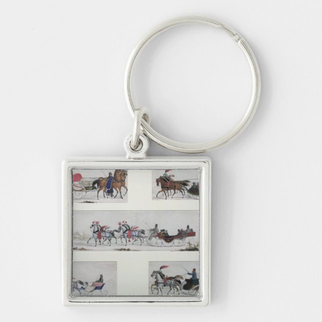 Russian Horse Drawn Sleighs Key Ring (Front)
