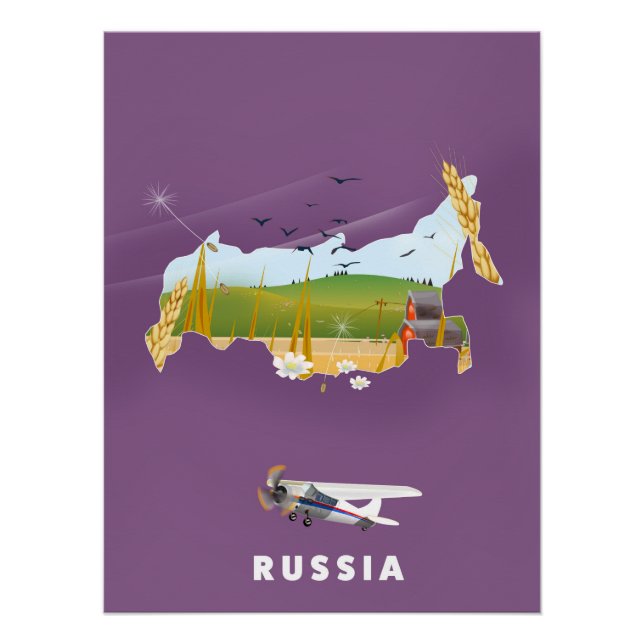 Russian Map travel poster (Front)