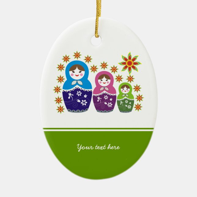 Russian Matryoshka Dolls custom ornament (Front)