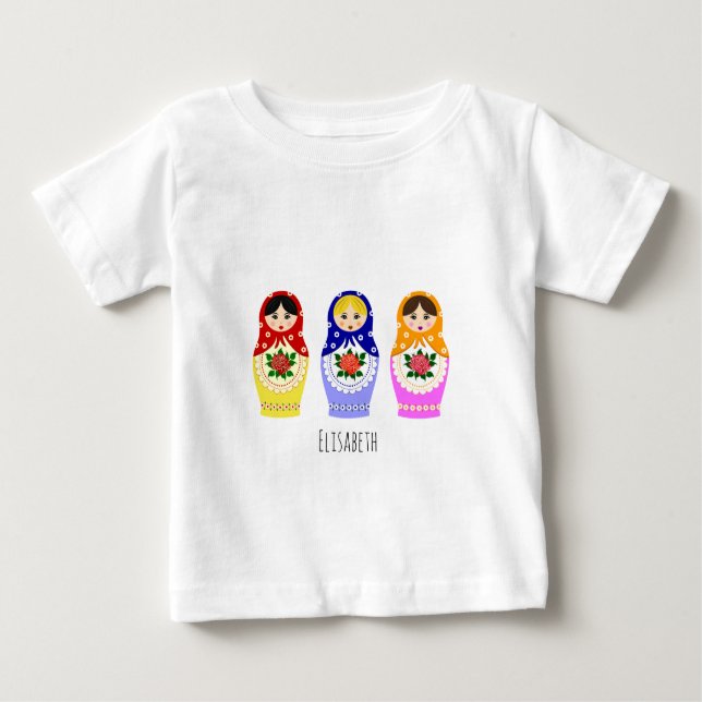 Russian matryoshka dolls name baby shirt (Front)