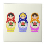 Russian matryoshka dolls tile<br><div class="desc">A matryoshka doll, also known as a Russian nesting doll, or Russian doll, is a set of wooden dolls of decreasing size placed one inside another. The name "matryoshka", literally "little matron", is a diminutive form of Russian female first name "Matryona" or "Matriosha". A set of matryoshkas consist of a...</div>