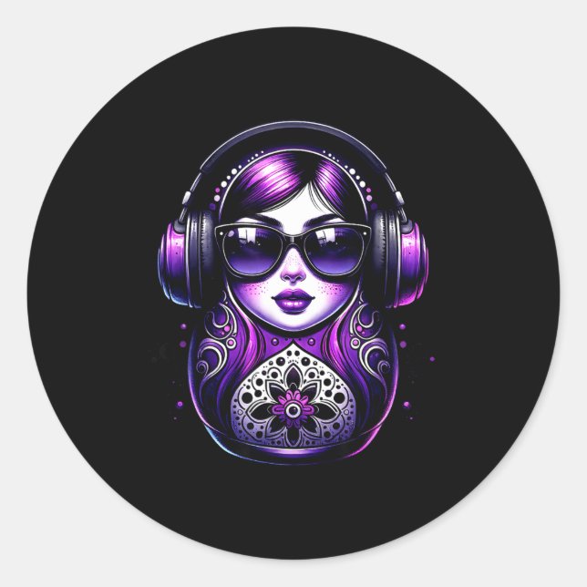 Russian Matryoshka Music Russia Russian Matryoshka Classic Round Sticker (Front)