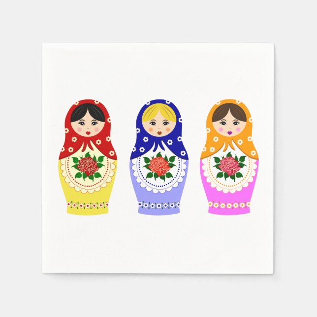 Russian matryoshka nesting dolls napkin (Front)