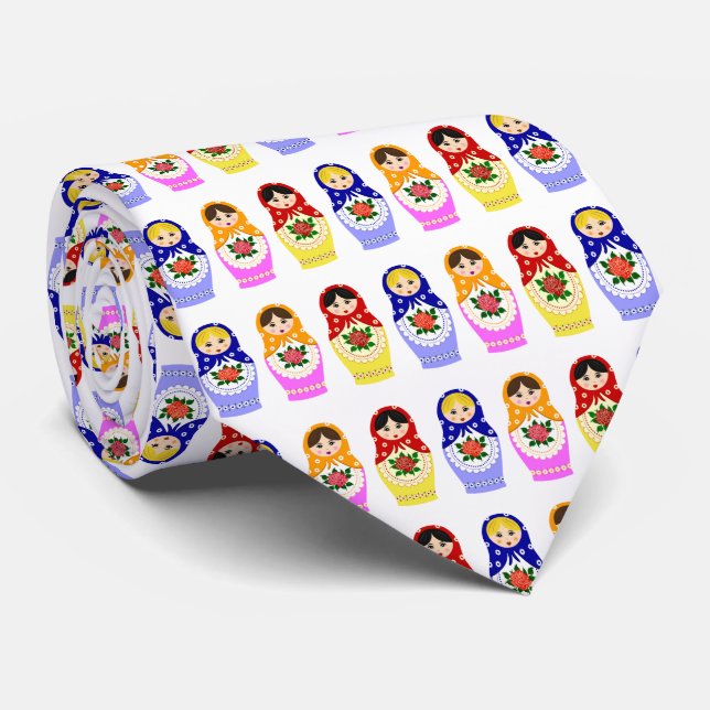 Russian matryoshka nesting dolls tie (Rolled)