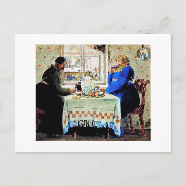 Russian Men at Tea Postcard (Front)