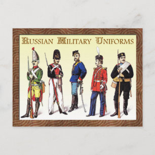 Russian Military Uniforms Postcard