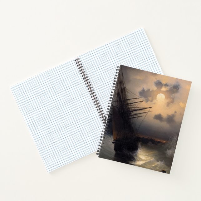 Russian Moonlit Sailing Ship Nautical Art Journal (Inside)
