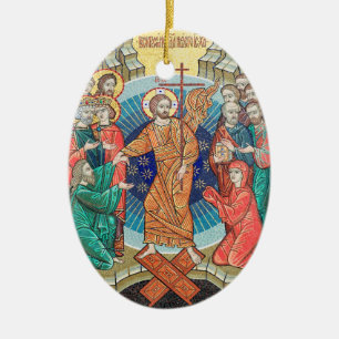 Russian mosaic icon ceramic tree decoration