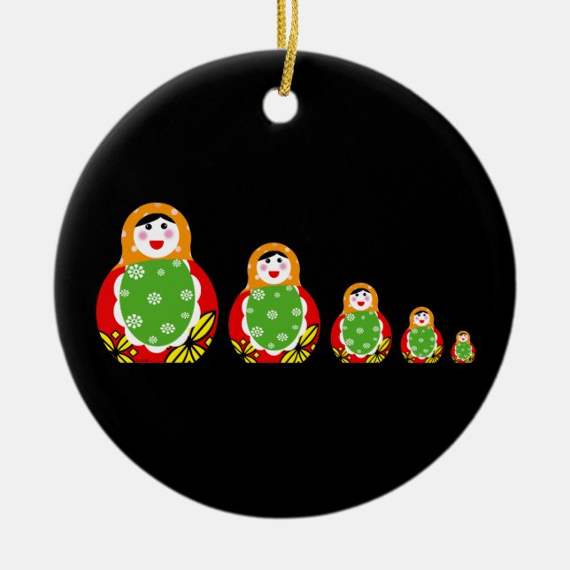 Russian nesting doll ceramic ornament (Front)