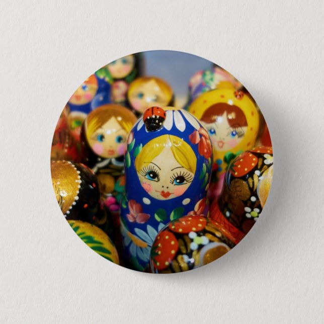 Russian Nesting Dolls 6 Cm Round Badge (Front)