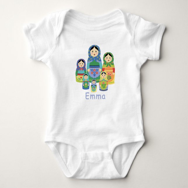 Russian Nesting Dolls Baby Bodysuit (Front)
