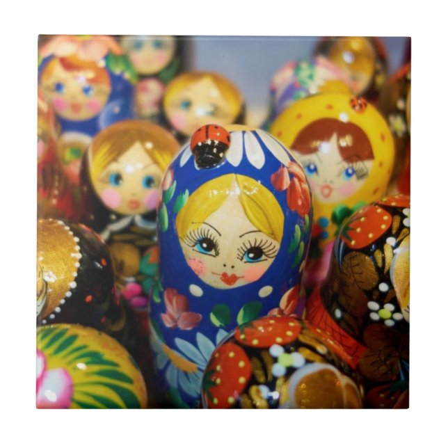 Russian Nesting Dolls Ceramic Tile (Front)