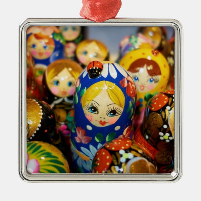 Russian Nesting Dolls Metal Ornament (Front)