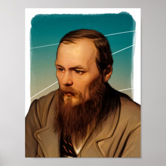 Russian Novelist Fyodor Dostoevsky illustration Poster