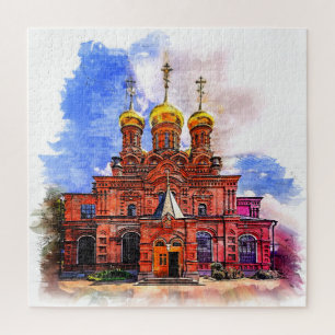Russian orthodox church. Sketch style illustration Jigsaw Puzzle