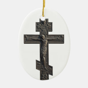 Russian orthodox cross ceramic ornament