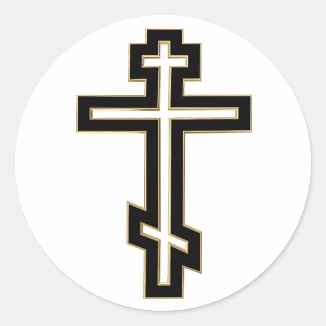 Russian orthodox cross classic round sticker (Front)