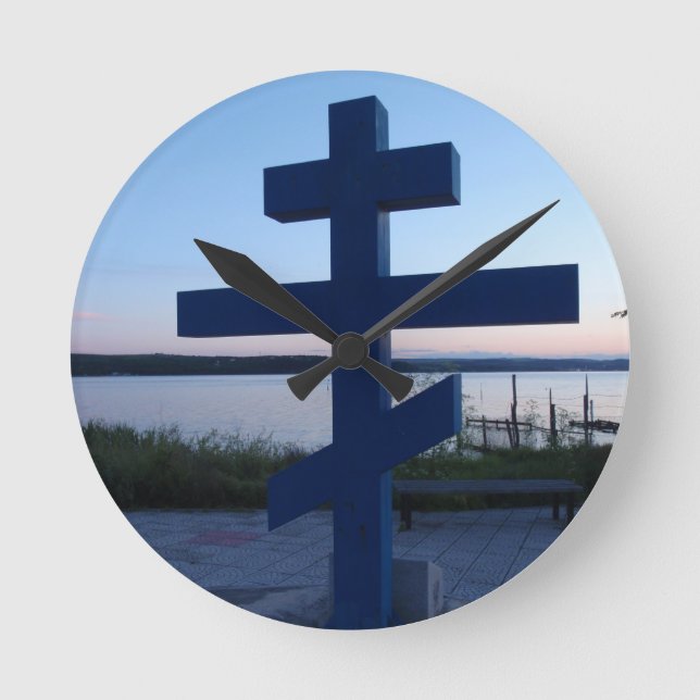 Russian Orthodox Cross Round Clock (Front)