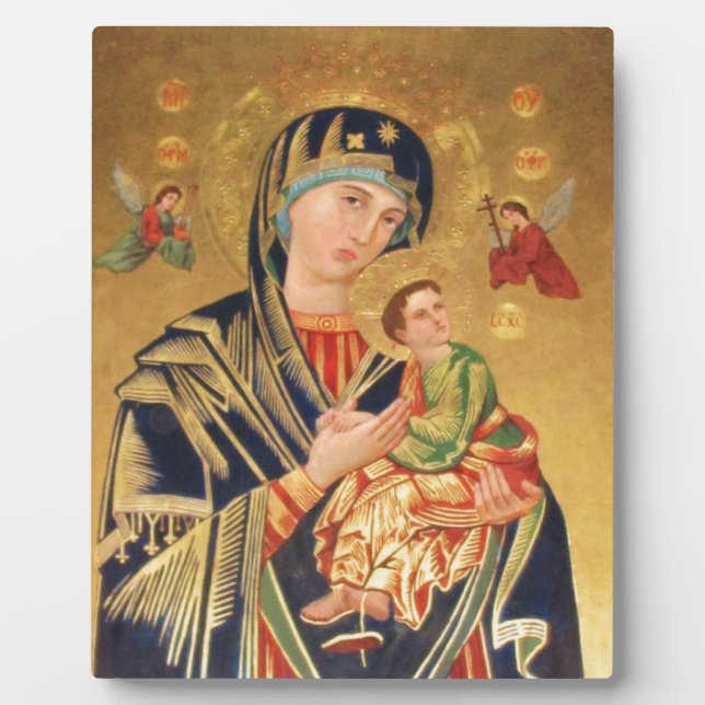 Russian Orthodox Icon - Virgin Mary and baby Jesus Plaque (Front)