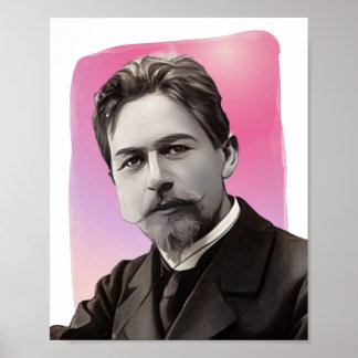 Russian Playwright Anton Chekhov illustration Poster