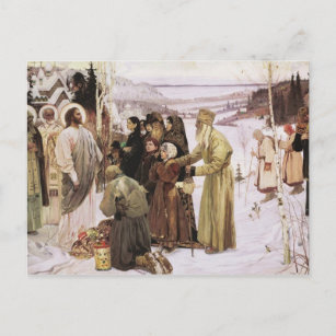 Russian Priests and Peasants Worship Jesus Postcard