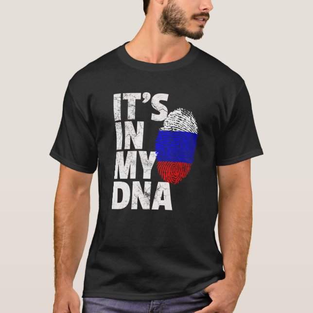 Russian Russia Flag IT's IN MY DNA Christmas Gift T-Shirt (Front)