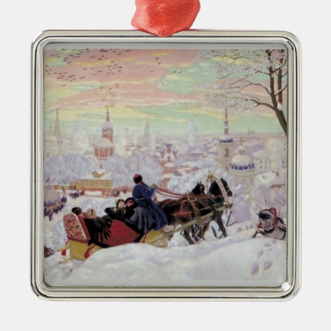 Russian Sleigh Ride Metal Ornament (Front)