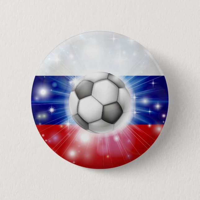 Russian soccer flag 6 cm round badge (Front)