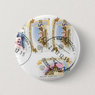 Russian stamps 6 cm round badge