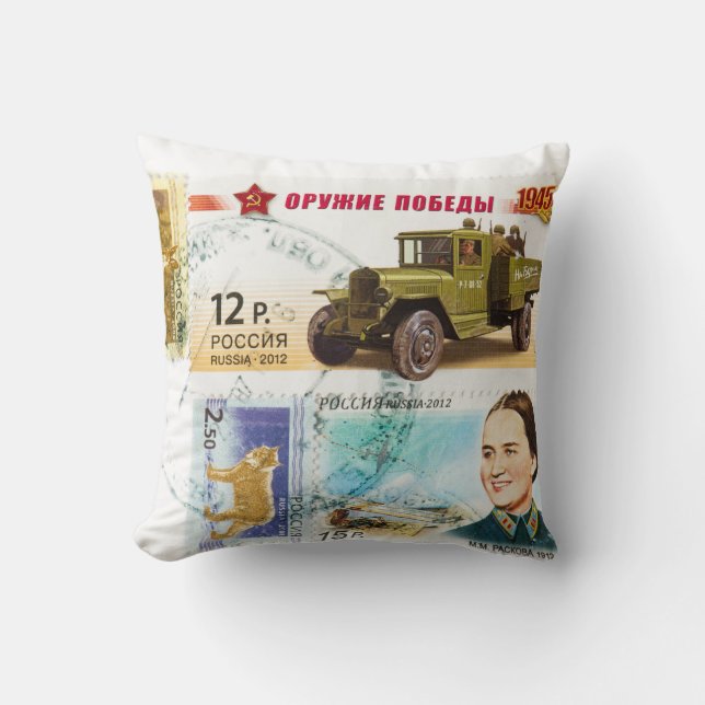 Russian stamps cushion (Front)